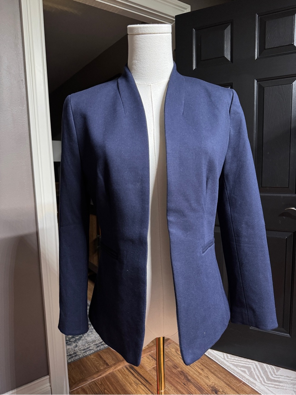 {J. Crew} "Going Out Blazer" Navy Blue Open Front Tailored Fit Suit Coat WBZ1